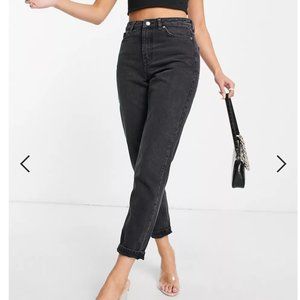 Topshop Mom Jeans in Washed Black